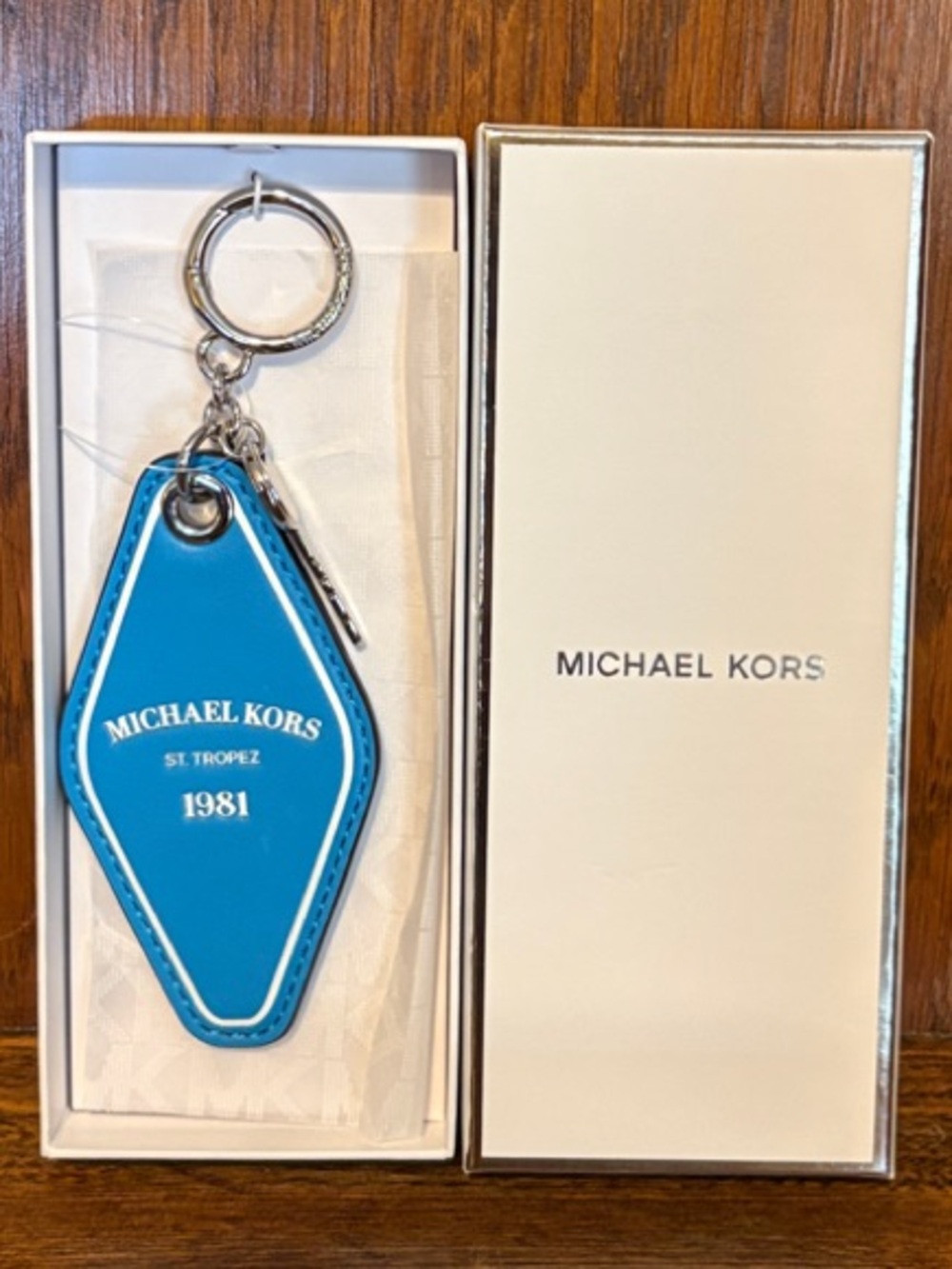 NWT-Michael Kors-St. Tropez 1981-Hotel Key-Bag Charm/Keychain-Milos Blue-$59.50